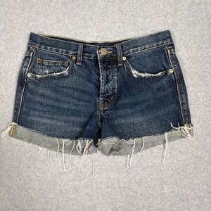 Urban Outfitters BDG Tomgirl Denim Shorts Distressed Raw Hem Button Fly Size 26